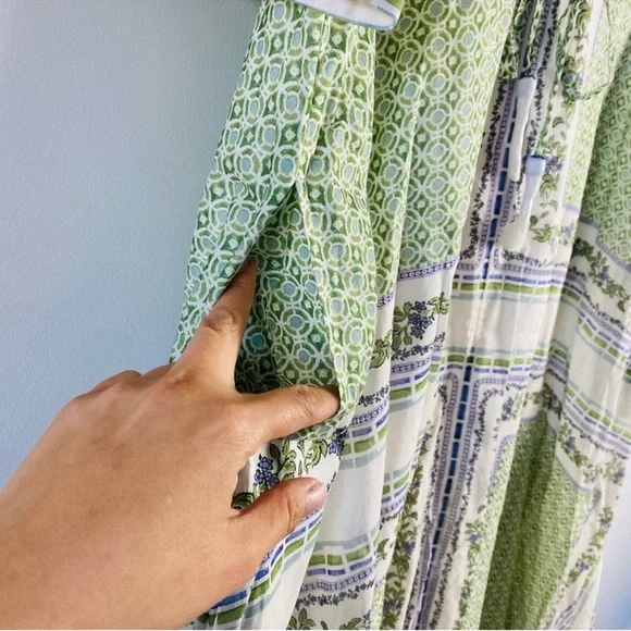 Tory Burch Garden Printed Shirtdress Green Size Medium - Picture 5 of 7